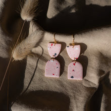 Load image into Gallery viewer, Pink poppy dangle hook earrings