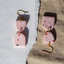 Load image into Gallery viewer, Pink poppy dangle hook earrings
