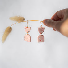 Load image into Gallery viewer, Pink poppy dangle hook earrings