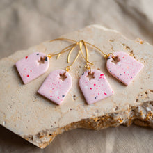 Load image into Gallery viewer, Pink poppy arch clay earrings with stainless steel hooks