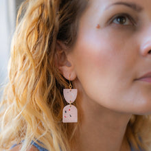 Load image into Gallery viewer, Pink poppy dangle hook earrings
