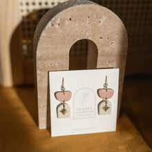 Load image into Gallery viewer, Dainty Blush Pink Dangle with 18k Gold Plated Star Charm