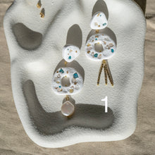 Load image into Gallery viewer, ‘Sea Treasures’ Asymmetric Textured White Coastal Earrings with Beads and Pearls
