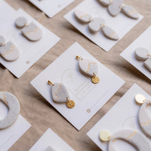 Load image into Gallery viewer, Granite Pattern Textured Handmade Lightweight Minimal and Organic Shape Dangle and Stud Earrings