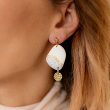 Load image into Gallery viewer, Granite Pattern Dainty Dangle Clay Earrings With Gold Deatials