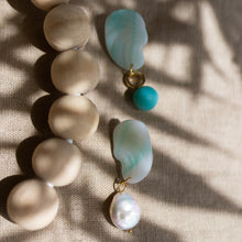 Load image into Gallery viewer, LAST PAIR - Asymmetric Shell Stud Earrings with Freshwater Pearl and Clay Bead
