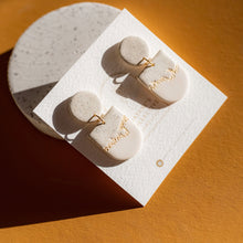 Load image into Gallery viewer, Neutral Minimal Granite Pattern Textured Lightweight Dangle Earrings