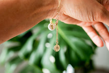 Load image into Gallery viewer, 18k gold pleated chain link bracelet / Clay keepsake bracelet / Gold filled paperclip chain bracelet with clay letters & gold filled charms