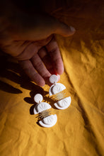 Load image into Gallery viewer, Unique Neutral Statement Golden Brass Sun Dangle Earrings