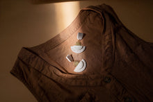 Load image into Gallery viewer, Neutral Bold Boho Dangle Earrings with Brass Sun