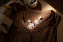 Load image into Gallery viewer, Neutral Bold Boho Dangle Earrings with Brass Sun