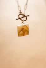 Load image into Gallery viewer, Boho Minimal Translucent Marble Gold Plated Jewellery / Paperclip Chain Necklace / Handmade Asymmetric Neutral Earrings