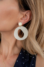 Load image into Gallery viewer, Boho Lightweight Neutral Textured Statement Earrings with Golden Brass post