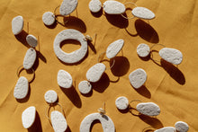 Load image into Gallery viewer, Boho Lightweight Neutral Textured Statement Earrings with Golden Brass post