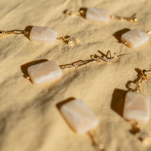 Load image into Gallery viewer, Boho Minimal Black and Blue Marble Gold Pleated Jewellery / Boho Neutral Marble Choker Necklace / Dainty Asymmetric Star and Moon Earrings