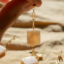 Load image into Gallery viewer, Boho Minimal Black and Blue Marble Gold Pleated Jewellery / Boho Neutral Marble Choker Necklace / Dainty Asymmetric Star and Moon Earrings