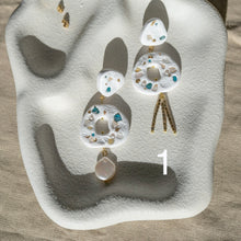 Load image into Gallery viewer, ‘Sea Treasures’ Asymmetric Textured White Coastal Earrings with Beads and Pearls
