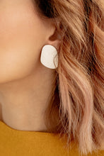 Load image into Gallery viewer, Neutral Organic Shape Stud Clay Earrings / Minimal Lightweight Beige Studs
