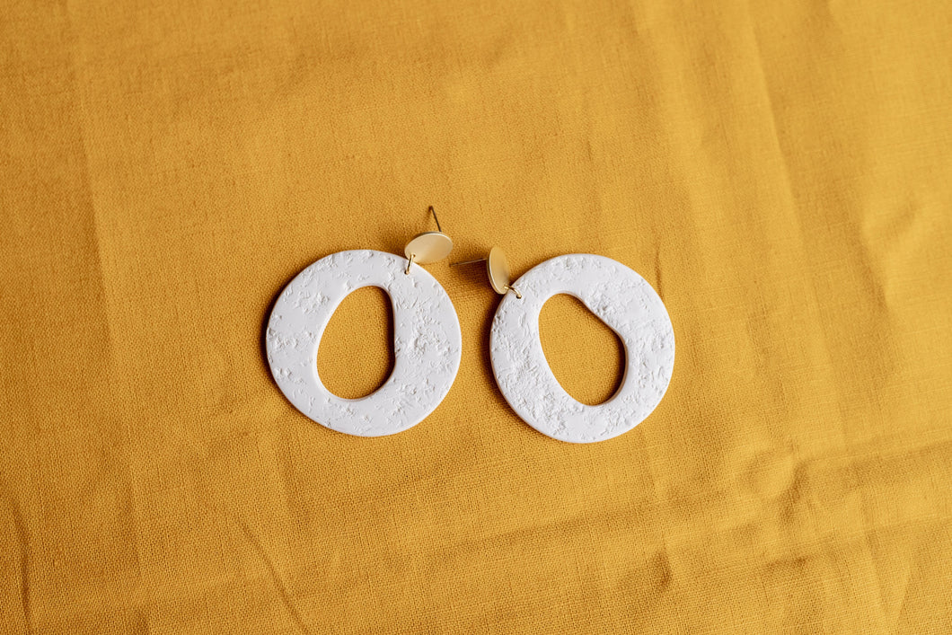 Boho Lightweight Neutral Textured Statement Earrings with Golden Brass post