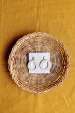 Load image into Gallery viewer, Boho Lightweight Neutral Textured Statement Earrings with Golden Brass post
